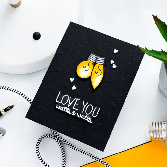 LOVE YOU WATTS & WATTS CARD. Pun Intended Handmade Greeting Cards - Light Puns. Video tutorial by Yana Smakula featuring LIGHT ME UP cz263c