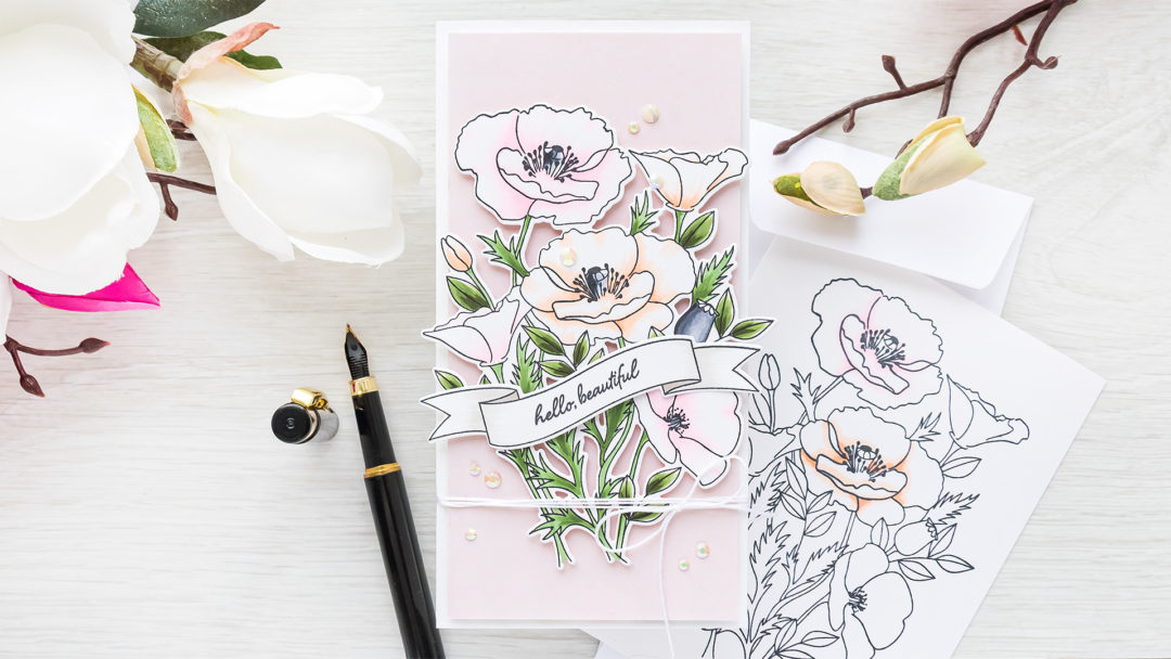 MFT Stamps | Pink & Peach Wild Poppies Card by Yana Smakula