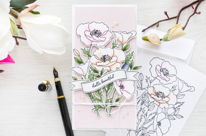 MFT Stamps | Pink & Peach Wild Poppies Card by Yana Smakula