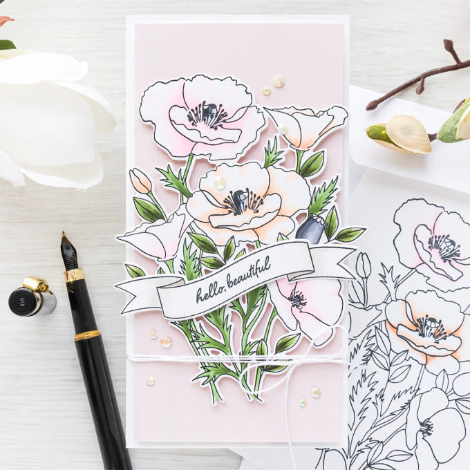 MFT Stamps | Pink & Peach Wild Poppies Card by Yana Smakula