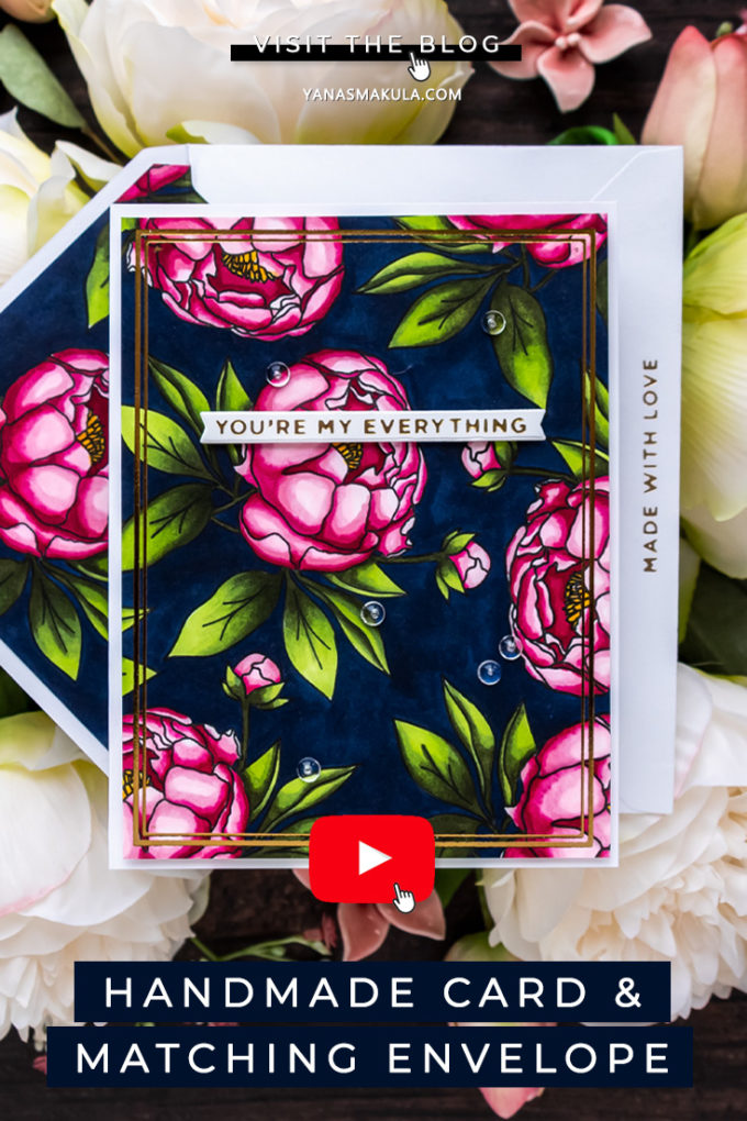 Simon Says Stamp | Floral Pattern Card & Matching Envelope Liner | Video tutorial by Yana Smakula featuring BEST FRIEND EVER sss202280c #simonsaysstamp #cardmaking #glimmerhotfoilsystem