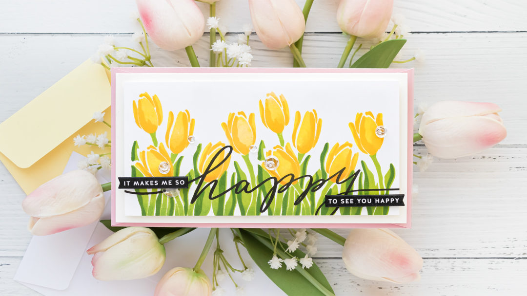 Simon Says Stamp | Layered Spring Tulips featuring LAYERED TULIPS sss202121. Handmade card by Yana Smakula #simonsaysstamp #cardmaking #sssendacard