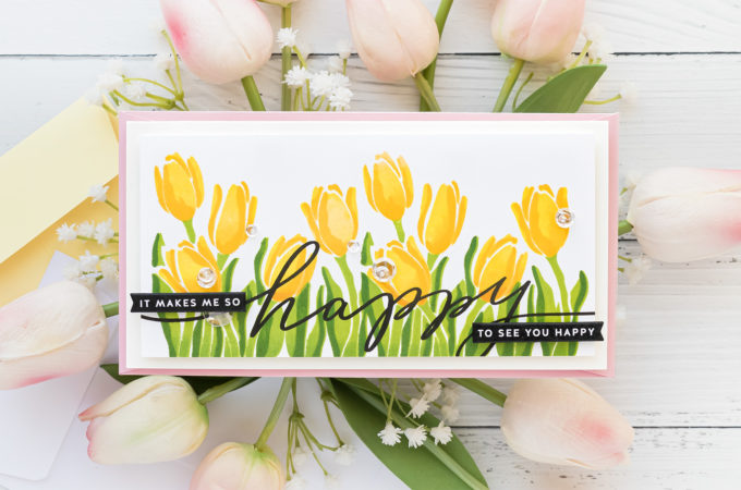 Simon Says Stamp | Layered Spring Tulips featuring LAYERED TULIPS sss202121. Handmade card by Yana Smakula #simonsaysstamp #cardmaking #sssendacard