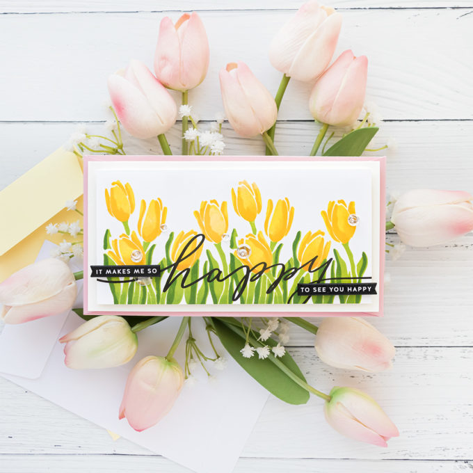 Simon Says Stamp | Layered Spring Tulips featuring LAYERED TULIPS sss202121. Handmade card by Yana Smakula #simonsaysstamp #cardmaking #sssendacard