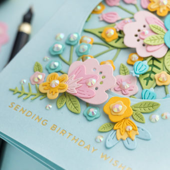 Gatefold Birthday Card with Die Cut Florals and Foiling | Video