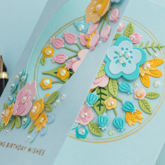 Gatefold Birthday Card with Die Cut Florals and Foiling | Video