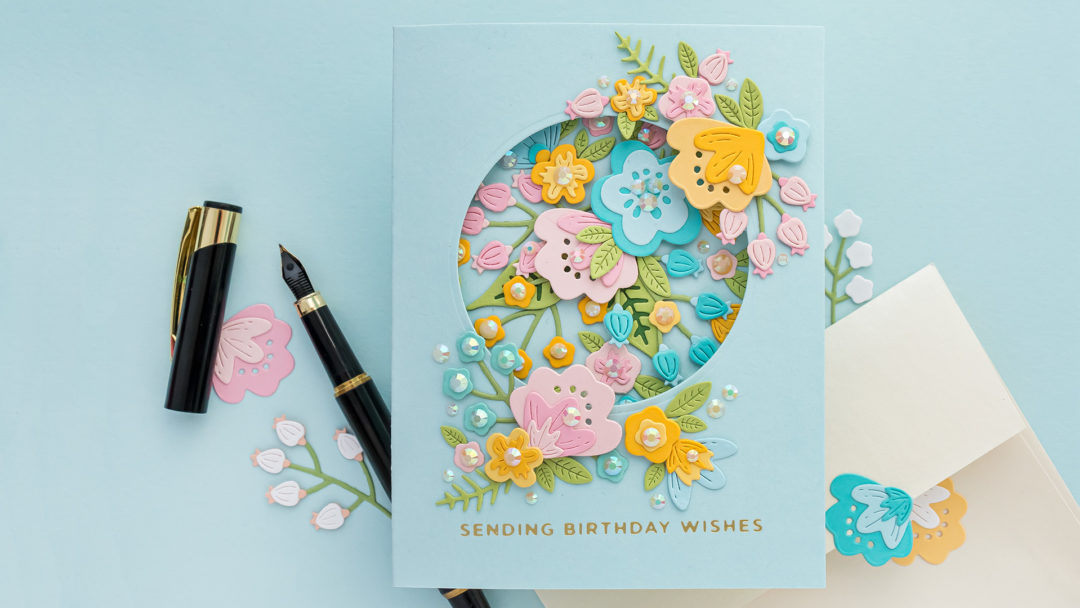 Gatefold Birthday Card with Die Cut Florals and Foiling | Video