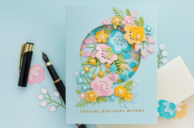 Gatefold Birthday Card with Die Cut Florals and Foiling | Video