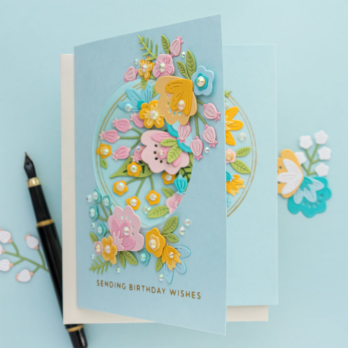 Gatefold Birthday Card with Die Cut Florals and Foiling | Video
