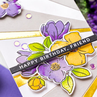 Simon Says Stamp | Mini Slimline Birthday in Yellow and Purple