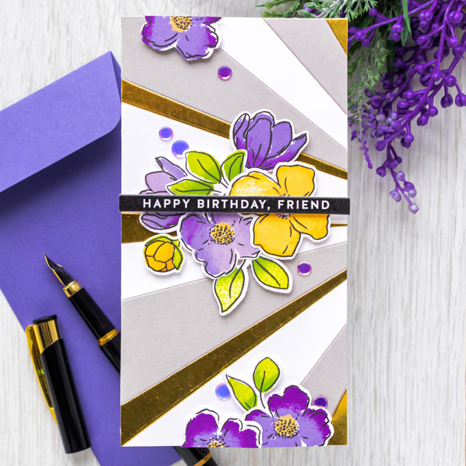 Simon Says Stamp | Mini Slimline Birthday in Yellow and Purple