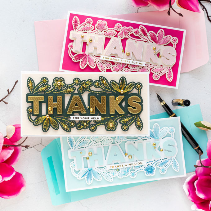 Stitched Thanks Cards 2 Ways | Video Tutorial - Spellbinders April 2021 Small Die of the Month