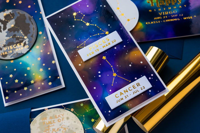 Hot Foiled Zodiac Galaxy Cards with Spellbinders | Video Tutorial