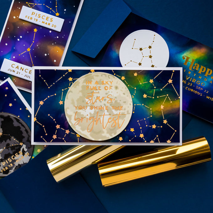 Hot Foiled Zodiac Galaxy Cards with Spellbinders | Video Tutorial