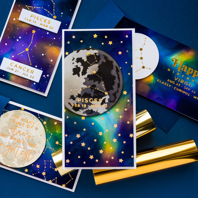 Hot Foiled Zodiac Galaxy Cards with Spellbinders | Video Tutorial