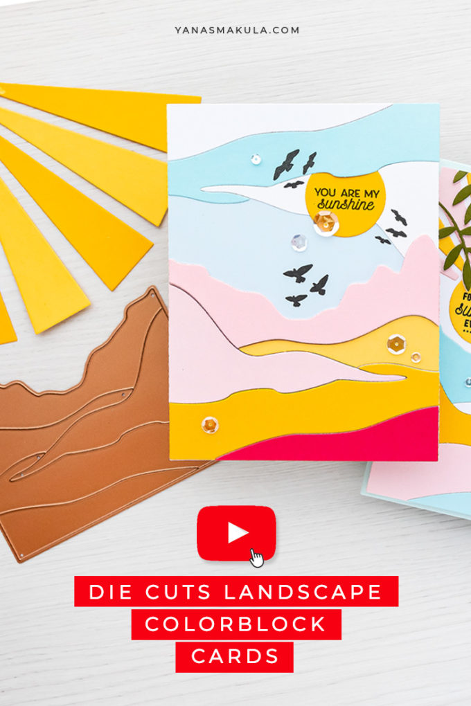 Spellbinders | Landscape ColorBlock Cards with June'21 Small Die of the Month | Video