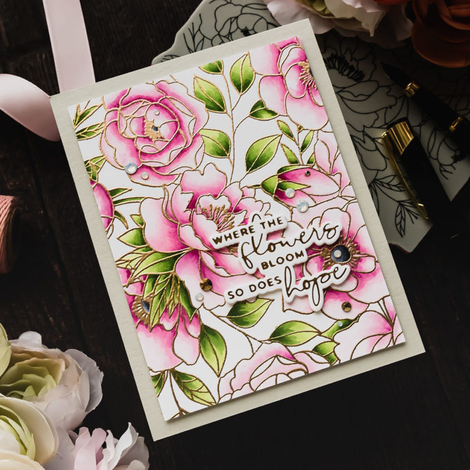 Simon Says Stamp | Copic Kissing Technique - Delicate Outline Flowers Card. Video