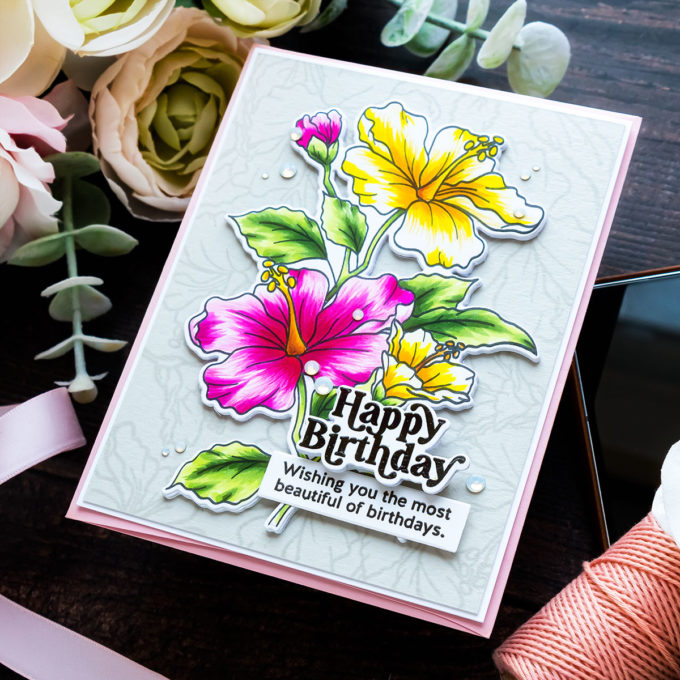 Simon Says Stamp | Happy Birthday Hibiscus Card by Yana Smakula featuring HIBISCUS BLOOMS sss202338c #simonsaysstamp #sssmakemagic