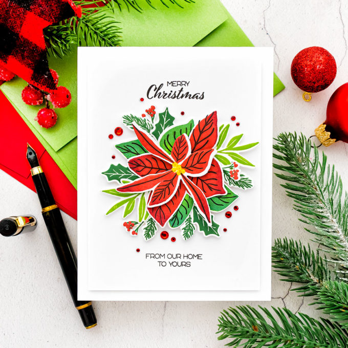 It's STAMPtember! Happy Poinsettia CAS Christmas Card