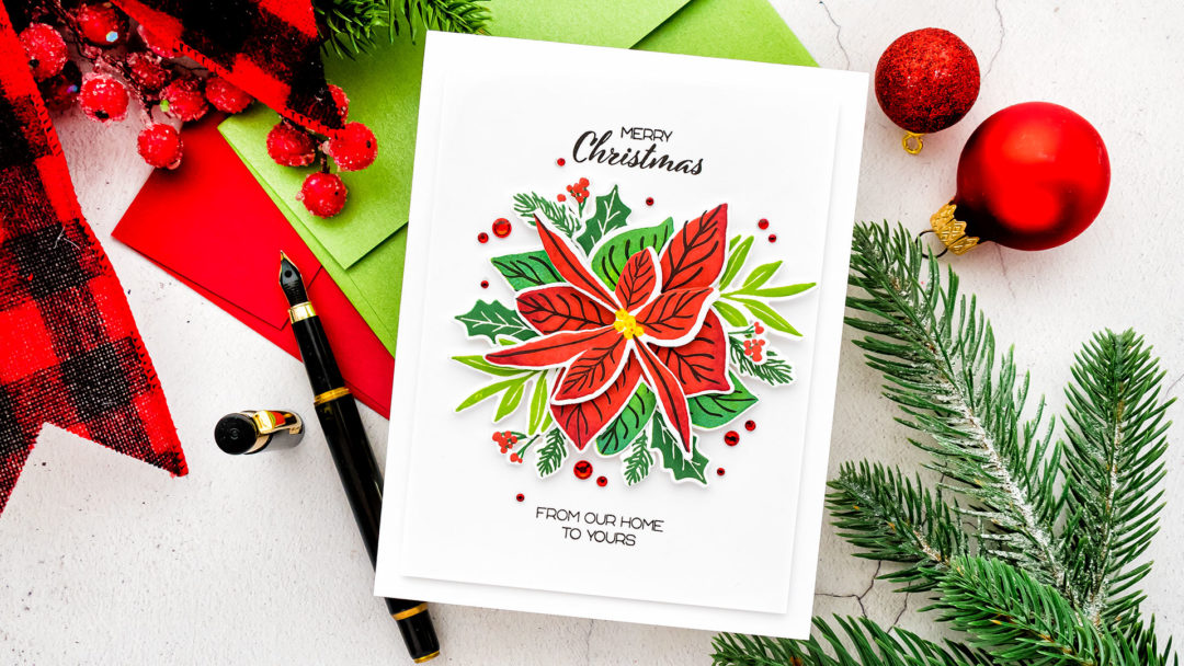 It's STAMPtember! Happy Poinsettia CAS Christmas Card