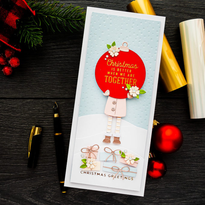 Spellbinders | It’s a Christmas Season – Christmas Girl Slimline Card. Video | Blog Hop + Giveaway
