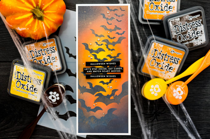 It's STAMPtember! Layered Bats Halloween Card