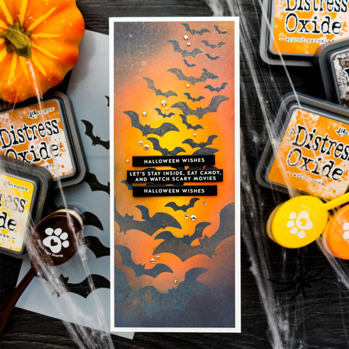 It's STAMPtember! Layered Bats Halloween Card