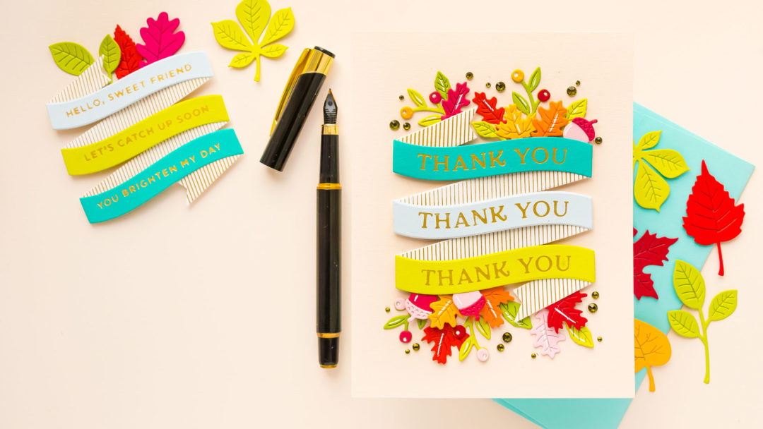 Spellbinders | Glimmering Build a Banner - Fall Thank You Card with September'21 Glimmer of the Month | Video