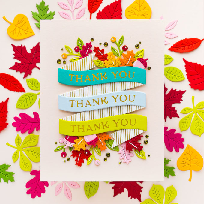 Spellbinders | Glimmering Build a Banner - Fall Thank You Card with September'21 Glimmer of the Month | Video