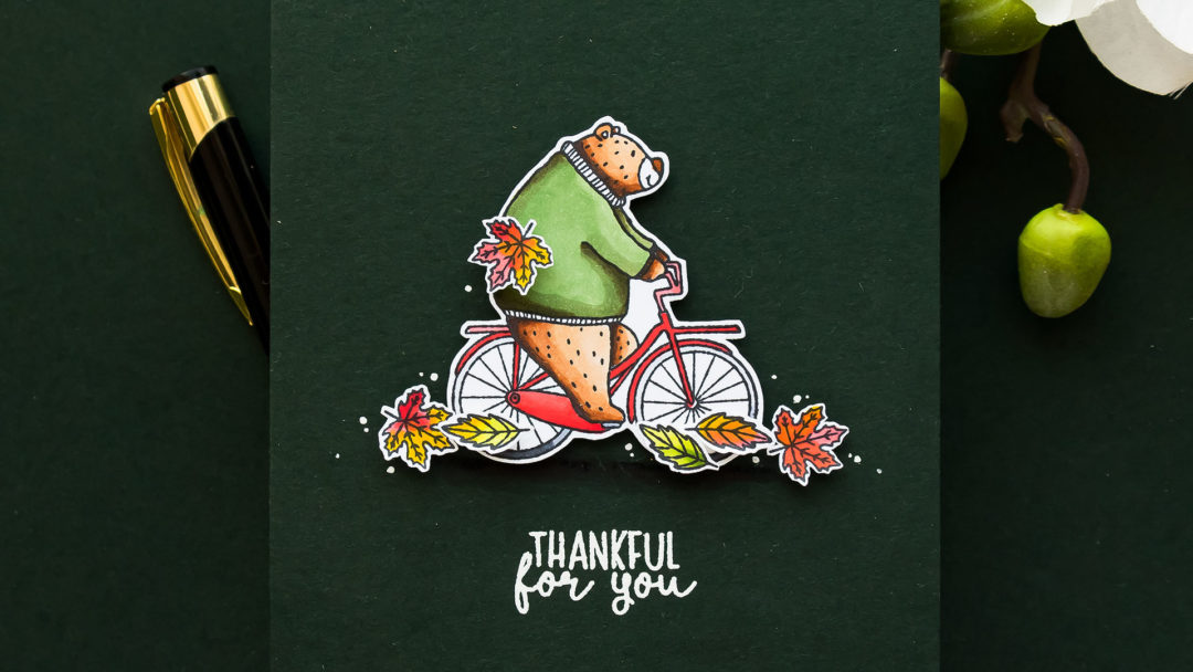 Jane's Doodles | Bear on a Bike Warm Hugs Card. Blog Hop