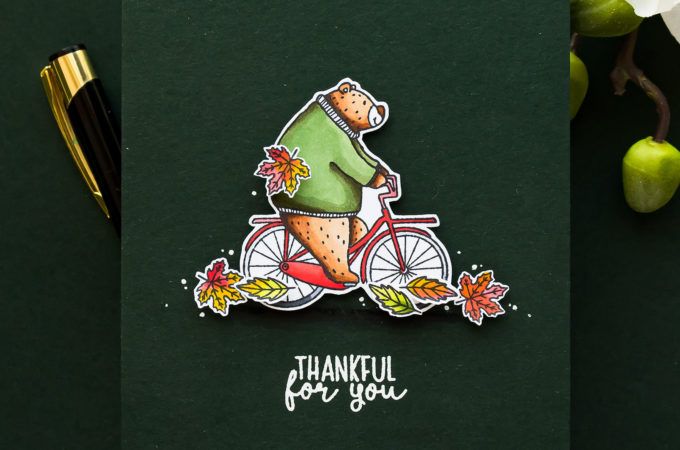 Jane's Doodles | Bear on a Bike Warm Hugs Card. Blog Hop
