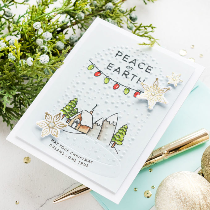 Simon Says Stamp | Sprinkle Snowglobe Embossed Christmas Card featuring Simon Says Stamp Embossing Folder SPRINKLE SNOWGLOBE sf247