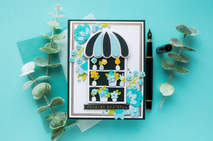 Floral Window Display - Grateful Card