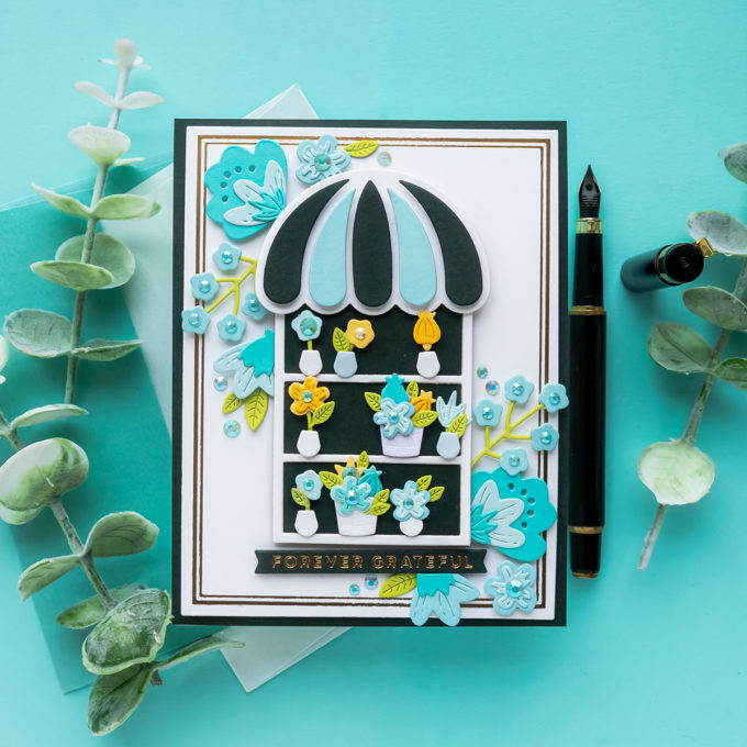 Floral Window Display - Grateful Card