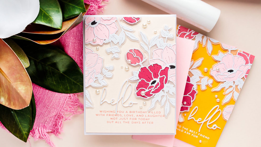 Spellbinders | Anemone Blooms Cards - Inspired by Joan Bardee. Video tutorial by Yana Smakula using Spellbinders Anemones Etched Dies