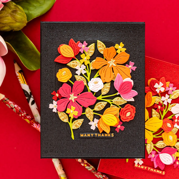 Trying Maximalism in Cardmaking. Video tutorial by Yana Smakula - Spellbinders Four Petal Collection