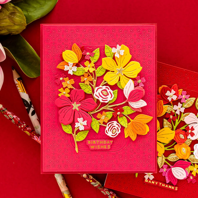 Trying Maximalism in Cardmaking. Video tutorial by Yana Smakula - Spellbinders Four Petal Collection
