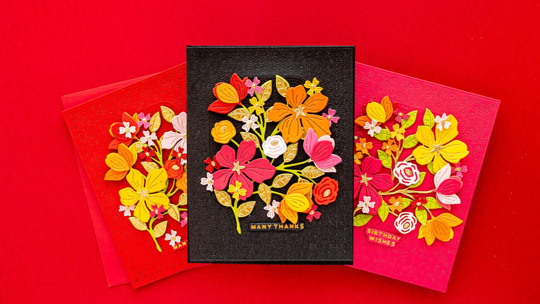 Trying Maximalism in Cardmaking. Video tutorial by Yana Smakula - Spellbinders Four Petal Collection