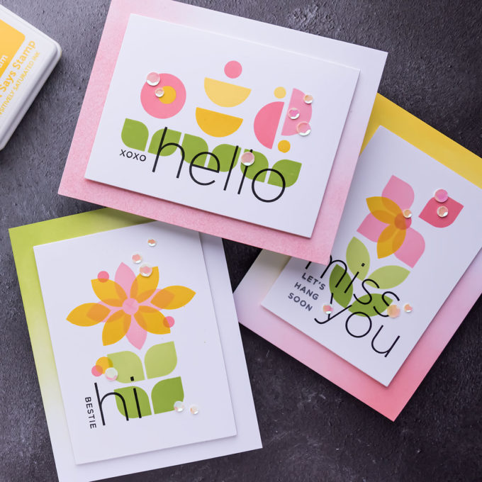 Simon Says Stamp | Geo Floral Greeting Cards. Video tutorial by Yana Smakula Geo Flower Builder Stamp Set