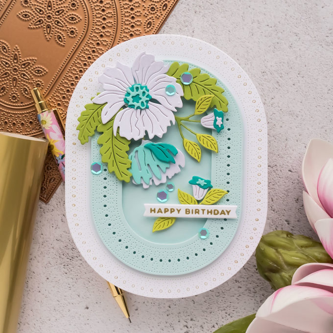 Spellbinders | Oval Shaped Cards using Stylish Ovals collection. Video tutorial by Yana Smakula