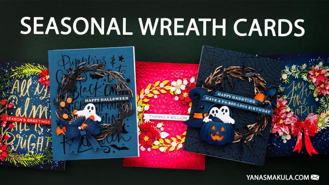 Spellbinders | Halloween & Christmas Wreath Cards with Beautiful Wreaths. Video