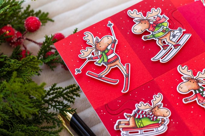 MFT Stamps | Grid Style Winter Card with Merry Moose. Video