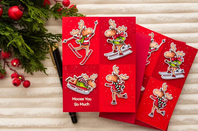 MFT Stamps | Grid Style Winter Card with Merry Moose. Video