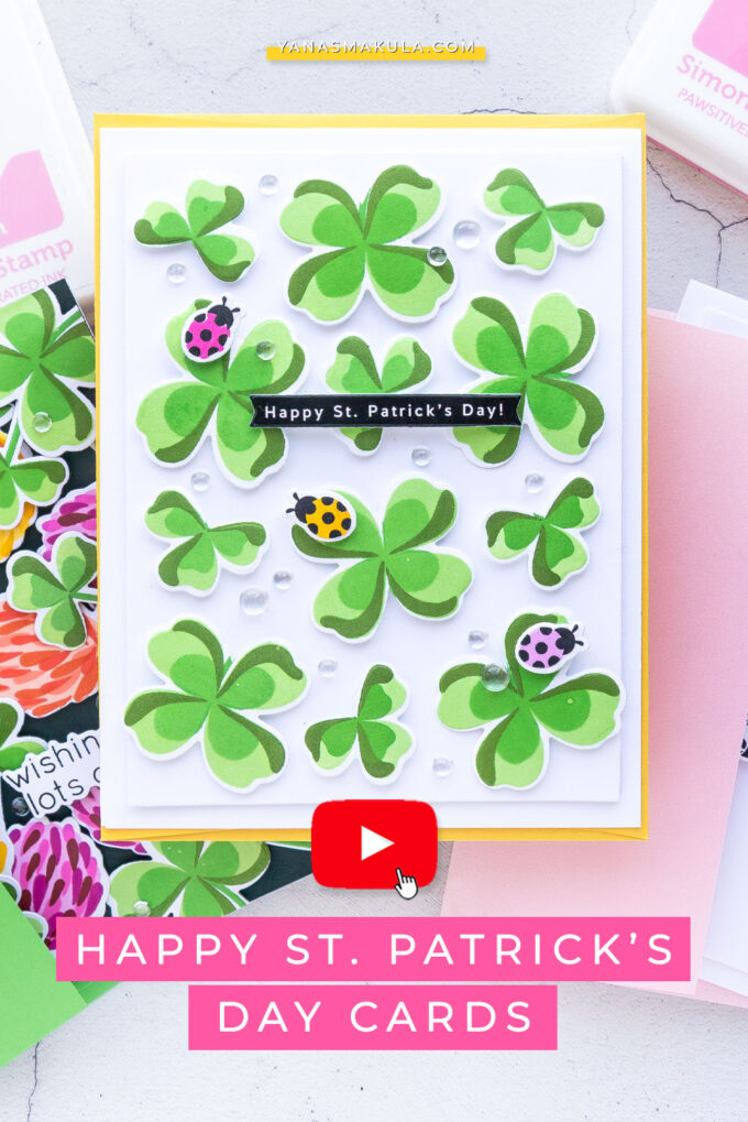 Easy Stamped Good Luck 7 St. Patrick's Day Cards with Simon Says Stamp Lots of Luck 2021ssc stamp set. Watch video tutorial by Yana Smakula 