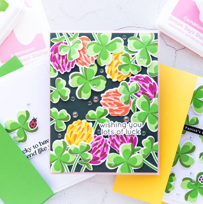Easy Stamped Good Luck 7 St. Patrick's Day Cards with Simon Says Stamp Lots of Luck 2021ssc stamp set. Watch video tutorial by Yana Smakula 