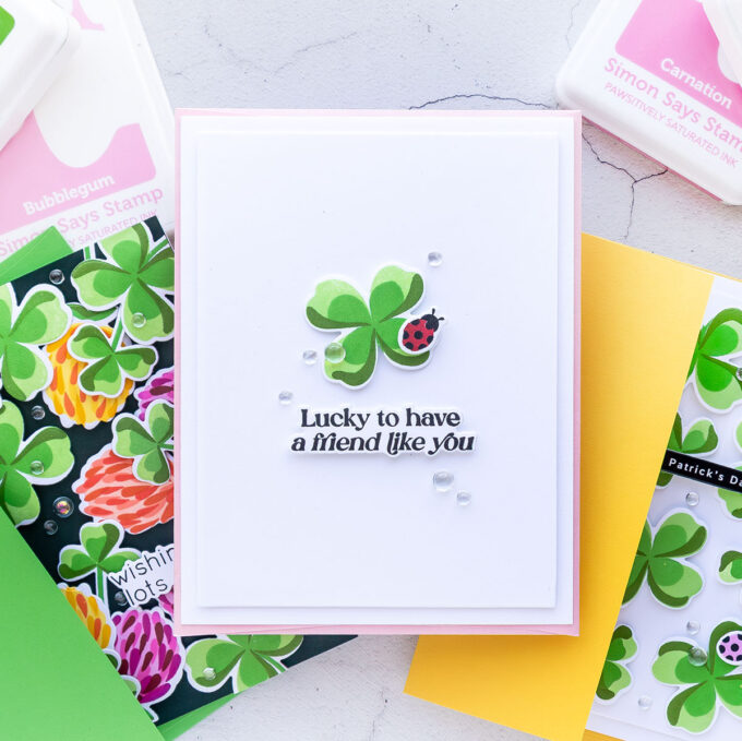 Easy Stamped Good Luck 7 St. Patrick's Day Cards with Simon Says Stamp Lots of Luck 2021ssc stamp set. Watch video tutorial by Yana Smakula 