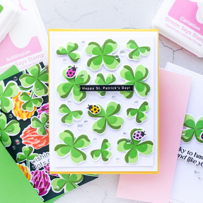 Easy Stamped Good Luck 7 St. Patrick's Day Cards with Simon Says Stamp Lots of Luck 2021ssc stamp set. Watch video tutorial by Yana Smakula 