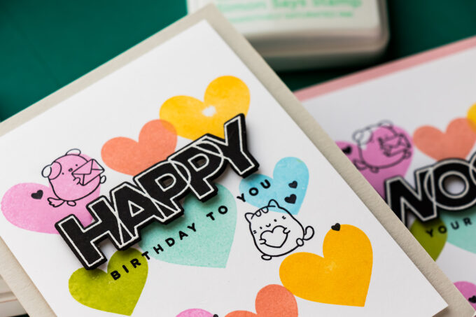 Simon Says Stamp | Mass-produced Birthday Cards With A Rainbow Heart Background. Video
