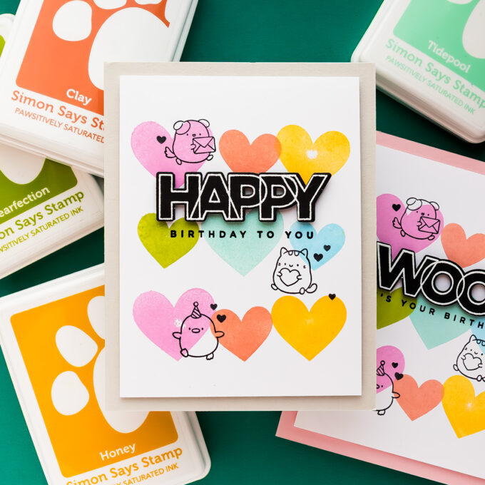 Simon Says Stamp | Mass-produced Birthday Cards With A Rainbow Heart Background. Video