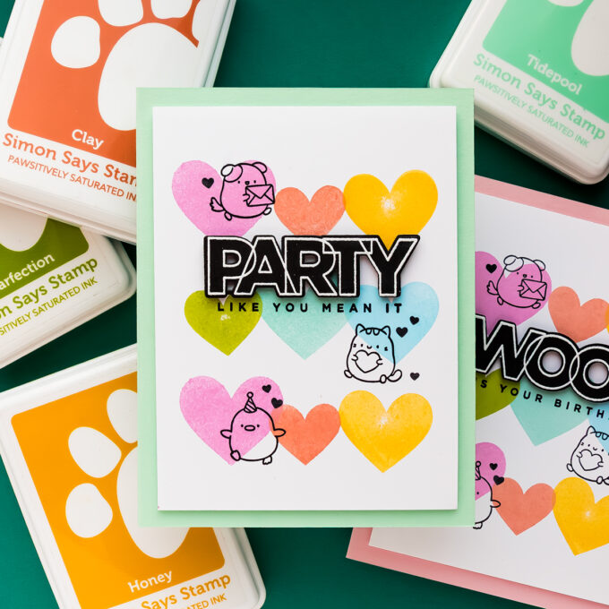 Simon Says Stamp | Mass-produced Birthday Cards With A Rainbow Heart Background. Video
